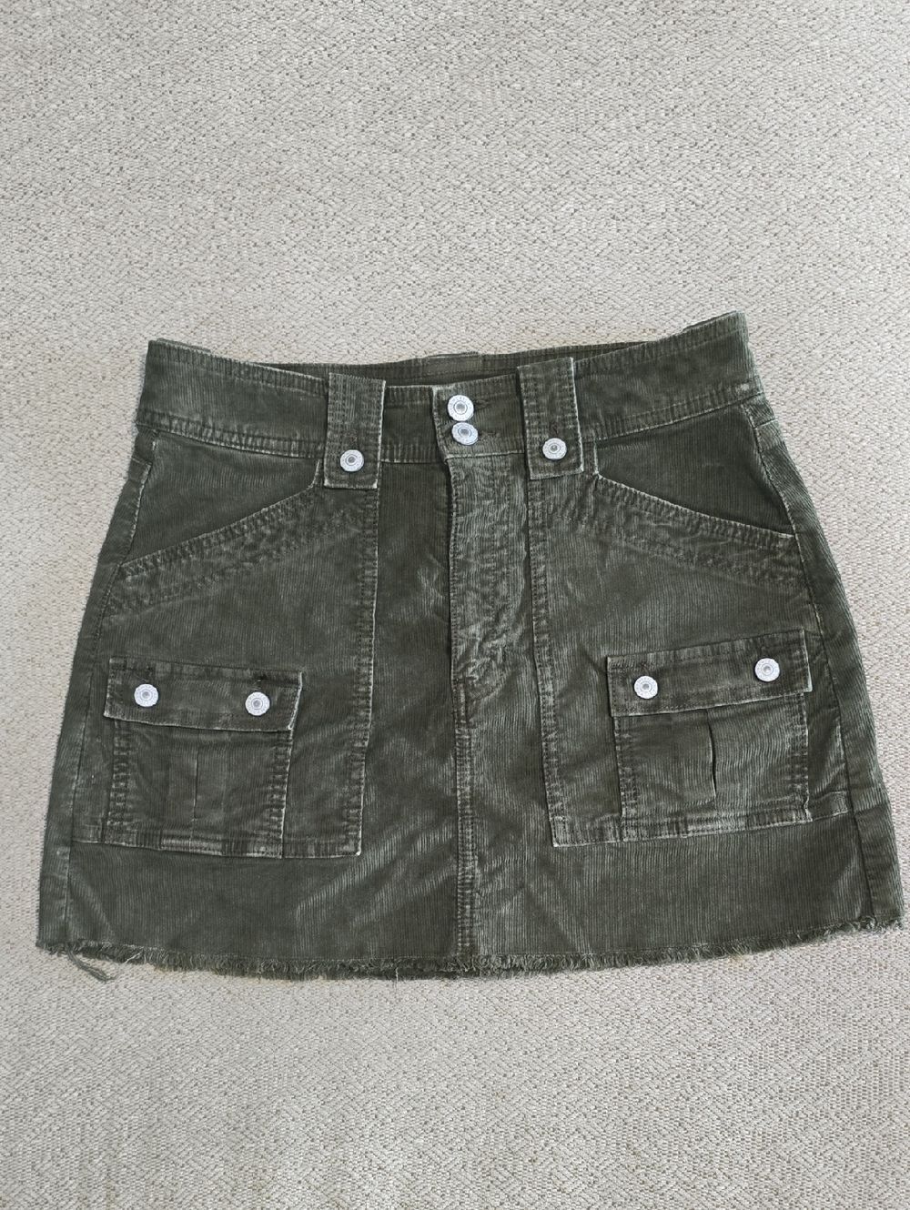 American Eagle Olive Green Super High-Rise A-Line Corduroy Skirt - Size 6